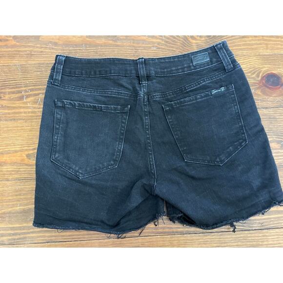 7 for all Mankind Black Frayed Hem Cutoff Weekend Short, sz 6 - Picture 7 of 7